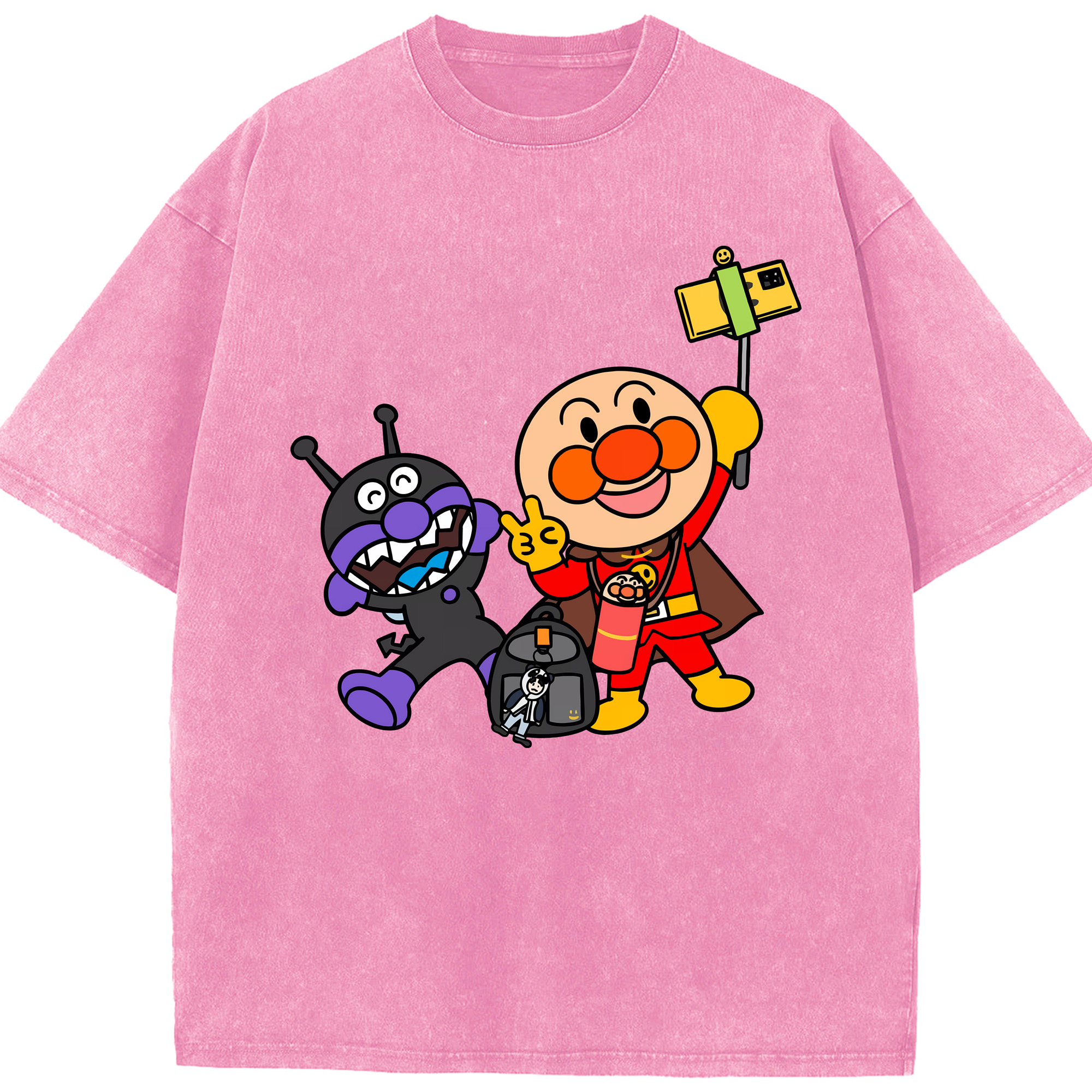 （画像用） アンパンマン Anpanman 綿100% ヴィンテージ風 半袖Tシャツ（フロントプリント）